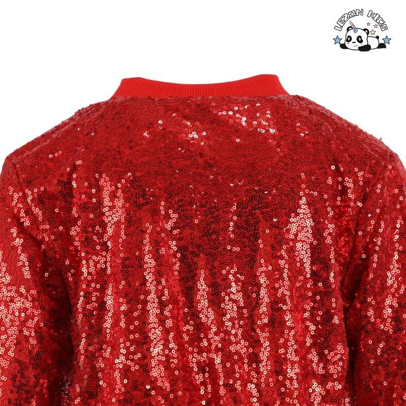 LEZONKIDS - Conjunto de Roupas de Dança Jazz Infantil Unissex com Lantejoulas para Meninas, Conjunto de Show de Hip-Hop